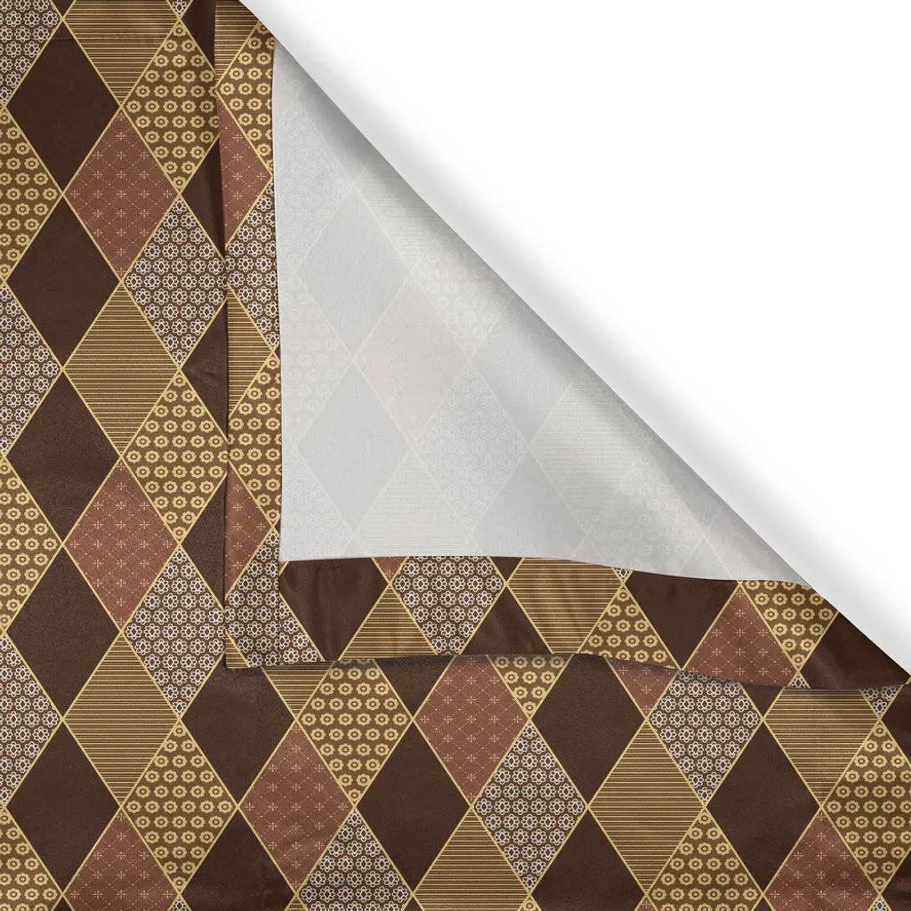 Rideau style patchwork floral marron et jaune - Impression Rhombus