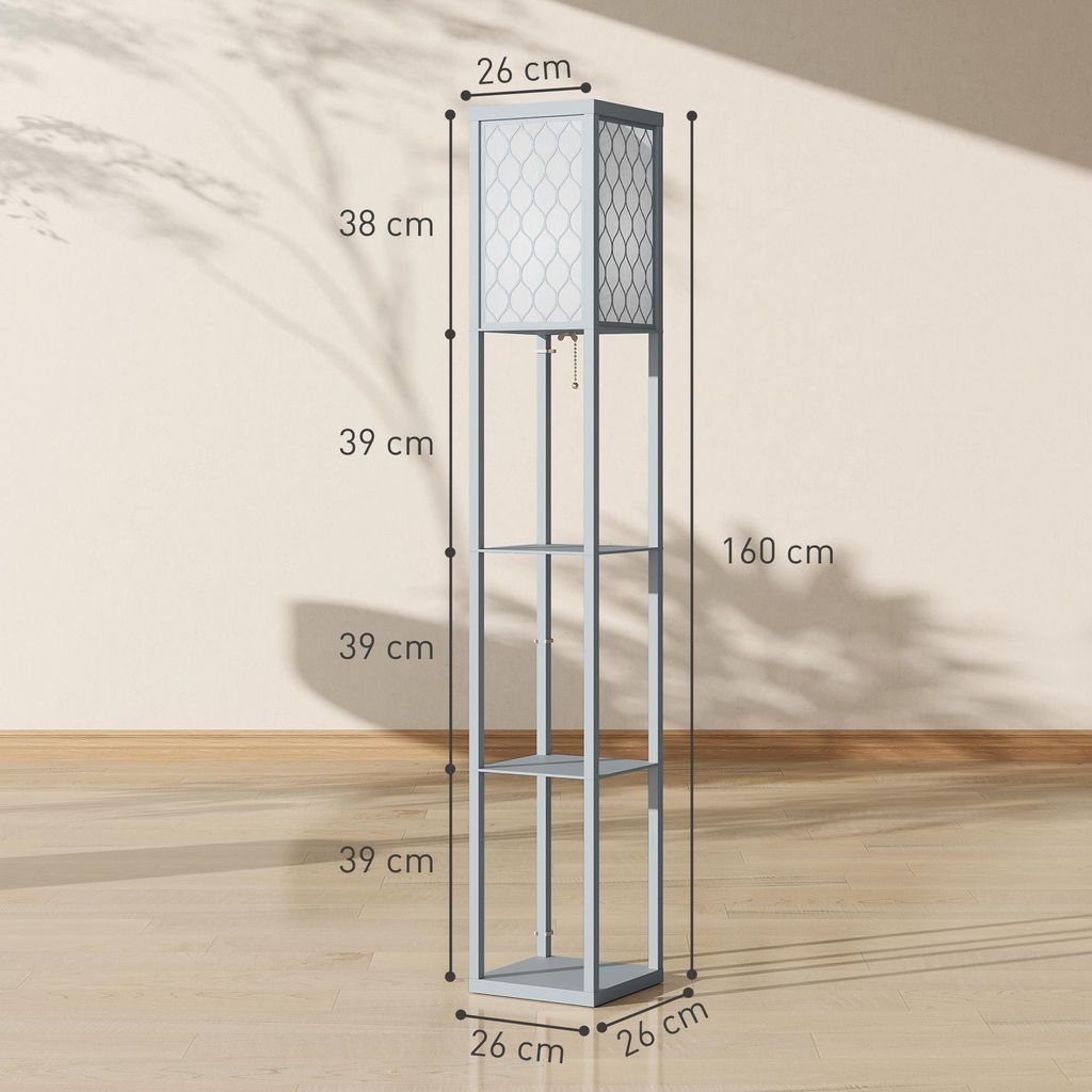 HOMCOM Stehlampe Wohnzimmer Dimmbar Stehleuchte mit Regal, Produktbild 