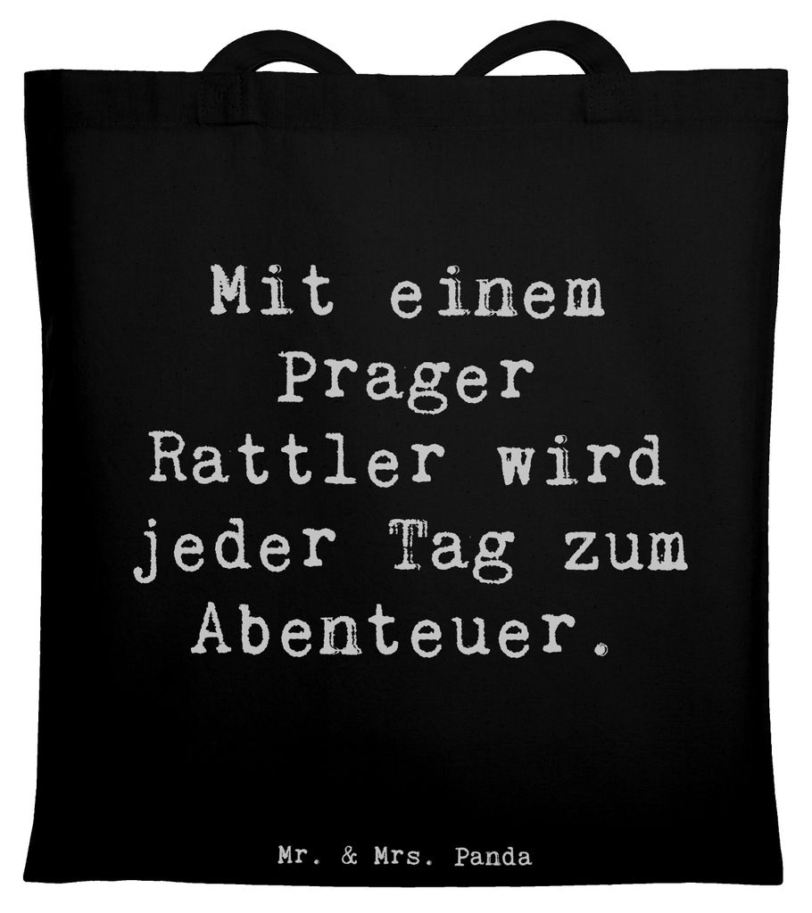 Mr. & Mrs. Panda canvas tasche Spruch Prager Rattler Abenteuer - Schwarz - Geschenk, Hund, Einkaufstasche, Tote Bag, Hunderassen Eigenschaften, Lap...