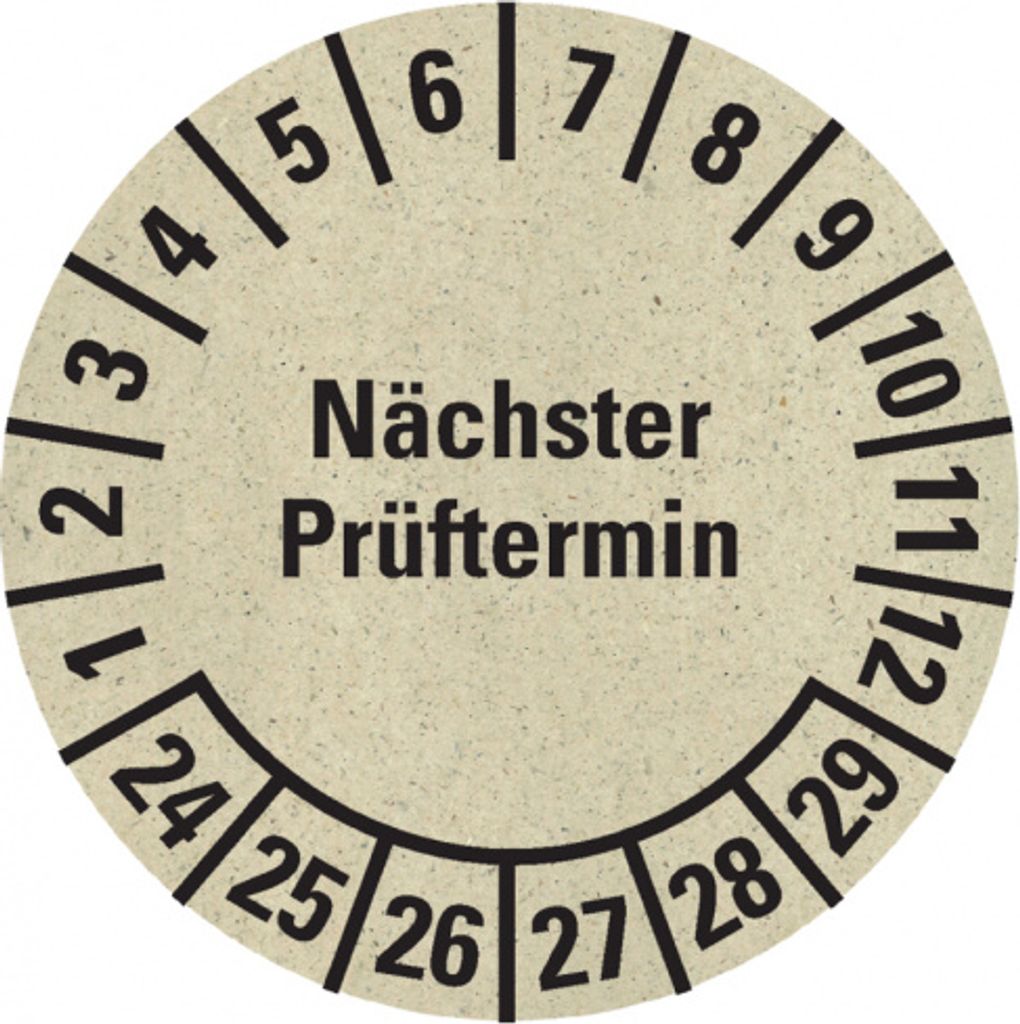 Dreifke Prüfplakette Nächster Prüftermin 24-29, natur, Graspapier, Ø 30mm, 1...