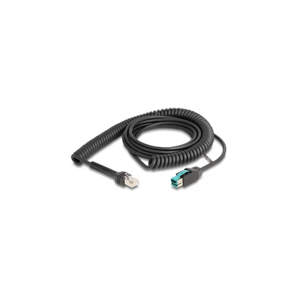 Câble Spiralé Delock RJ50 vers PoweredUSB 12V 3m Connectique POS