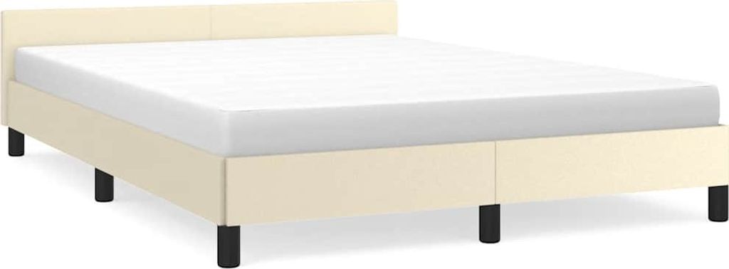 Bettgestell mit Kopfteil ohne Matratze Creme 140x190 cm