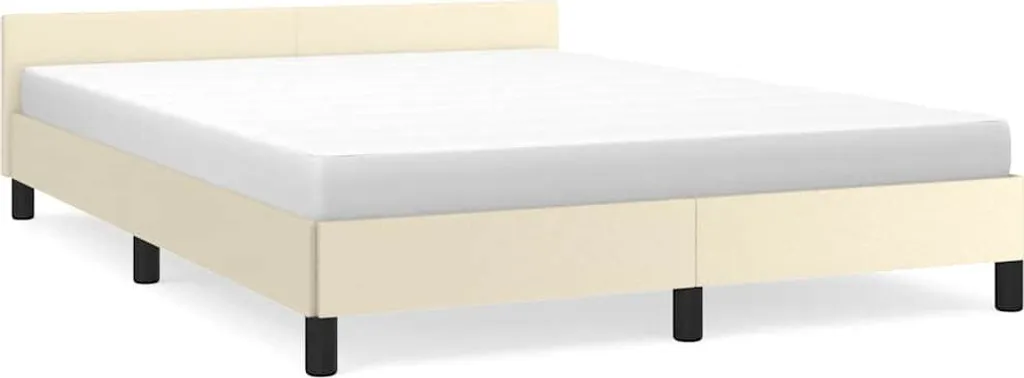 Cadre de lit crème 140x190 cm avec tête de lit capitonnée - Confort