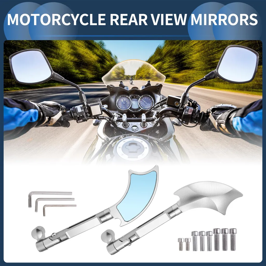 Rétroviseurs de Moto Universels avec Miroir Bleu Anti-Éblouissement