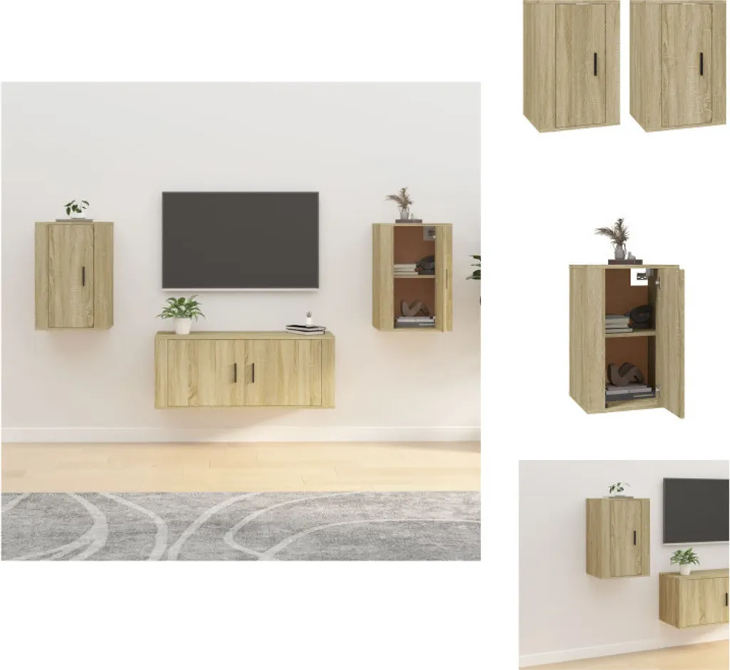 Meuble TV mural vidaXL chêne Sonoma 40x34,5x60 cm - Lot de 2 pièces