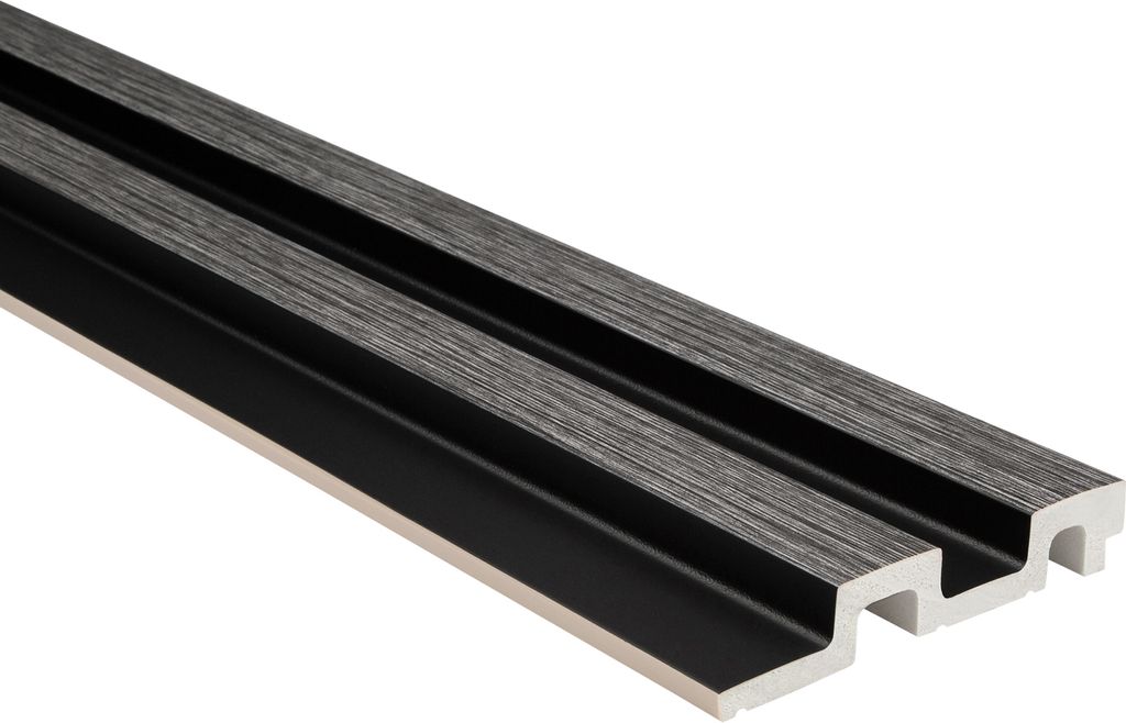 HEXIM Lamellenwand HDPS Polystyrol - Lamellen Wandverkleidung Akustikpaneele Wandpaneele Holz Imitat - (12 Paneele - dunkelgraue Holzstruktur) Wand...