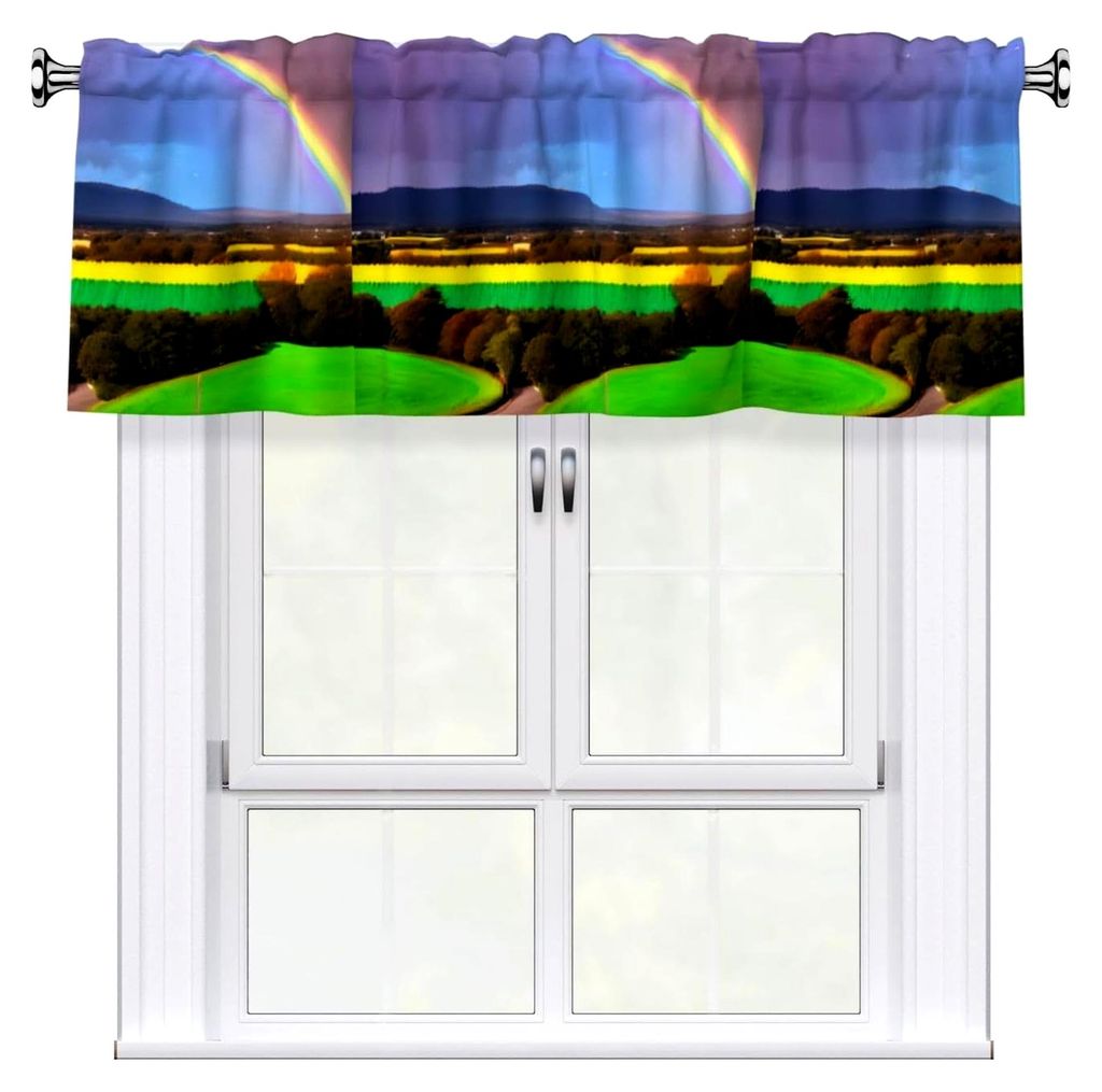 Abendvorhang, Regenbogen, 137,2 x 45,7 cm, einfach zu installieren, geeignet für Fensterdekoration im Wohnzimmer, Küche, Schlafzimmer.