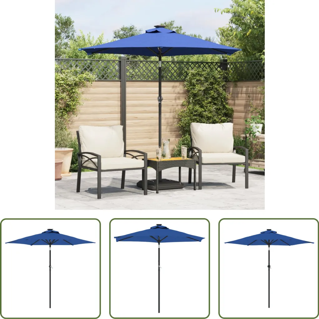 Ombrellone The Living Store con palo in acciaio blu azzurro 225x225x212 cm