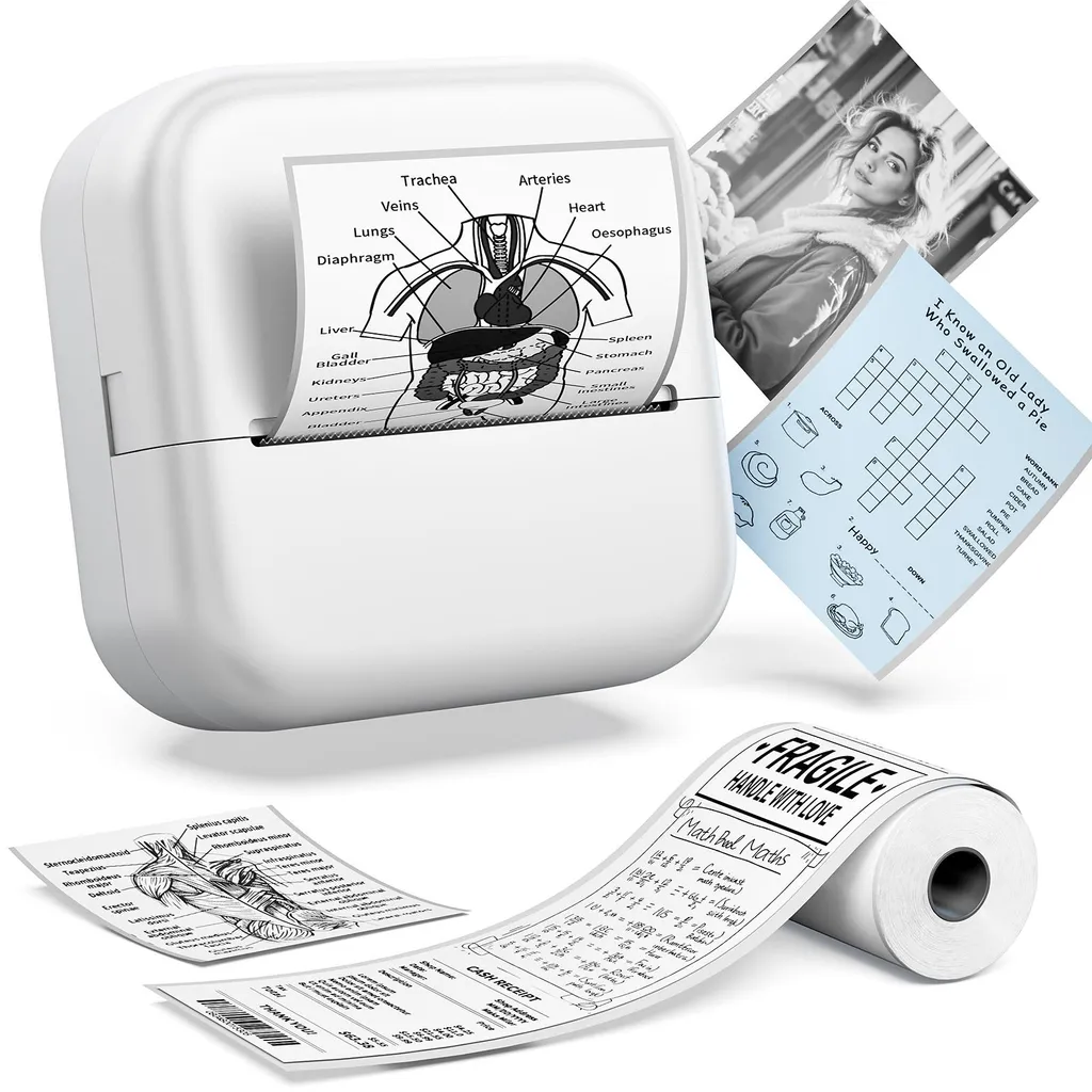 Mini imprimante thermique Phomemo M02X blanche portable sans fil Bluetooth