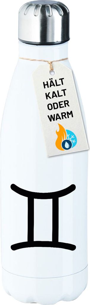 Huuraa Trinkflasche Zwillinge Sternzeichen Zeichen 500ml White Edelstahl Wasserflasche Trinkflasche Geschenkidee