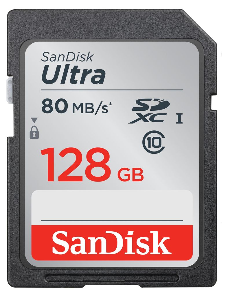 SanDisk Ultra, 128 GB, SDXC, Klasse 10, UHS-I, 80 MB/s, Produktbild 