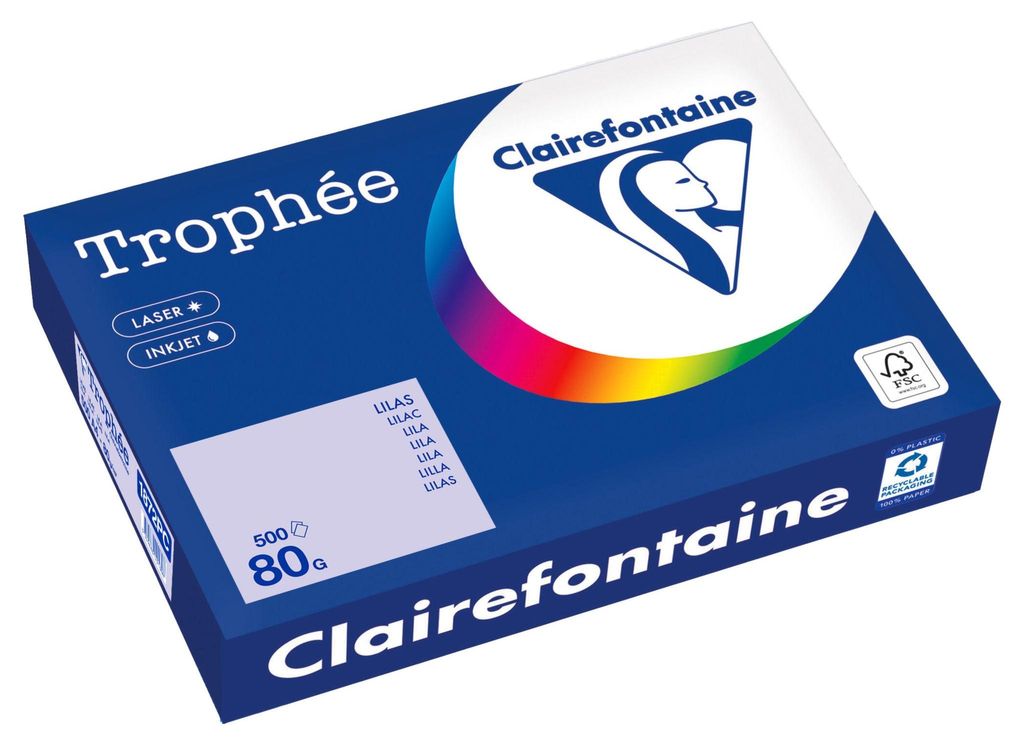 Clairefontaine - Trophée farbiges Papier, A4, 80 g, 500 Blatt, fliederfarben