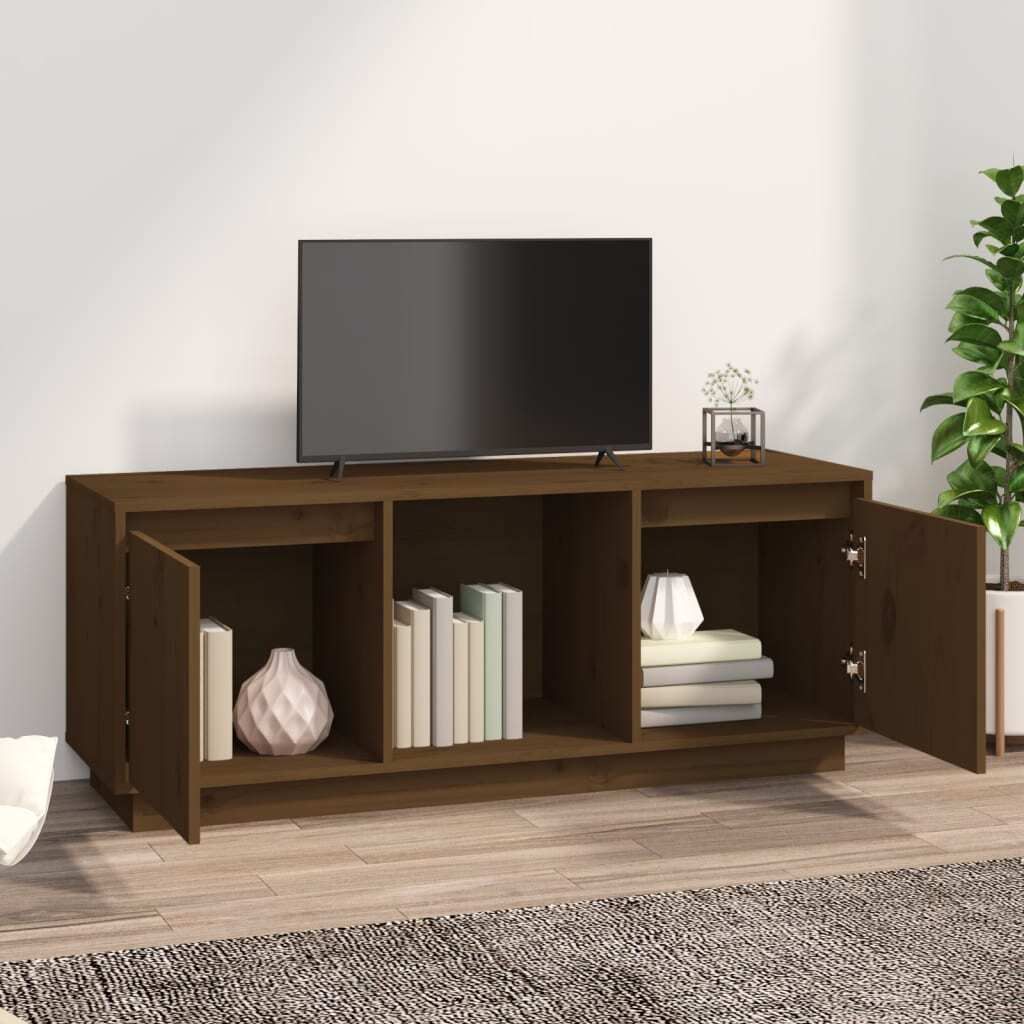 "2026 Aktion"TV-Schrank Industriestil - CLORIS - Fernsehenschrank - Honigbraun 110,5x35x44 cm Massivholz Kiefer - NeuMöbel8670358
