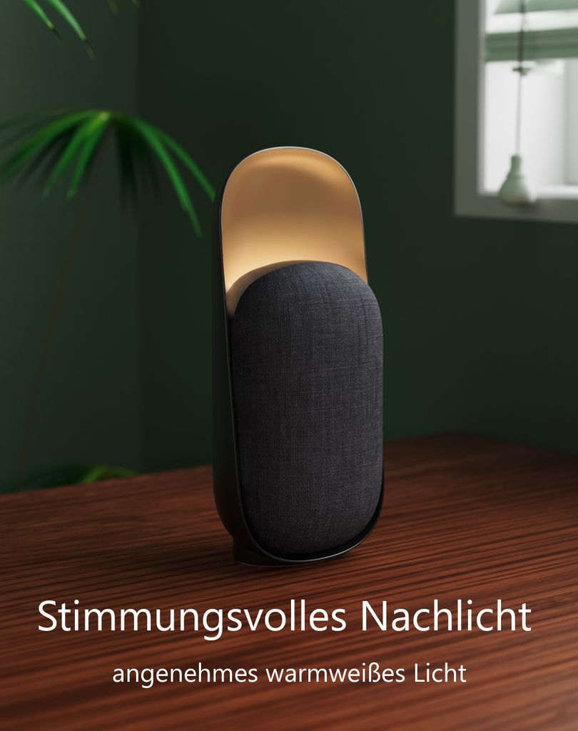 Northpoint 3 in 1 Nature Sound Box mit Bluetooth Lautsprecher LED Nachlicht Timer schwarz