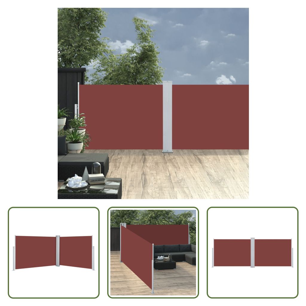 The Living Store Ausziehbare Seitenmarkise Braun 120 x 1000 Produktbild 