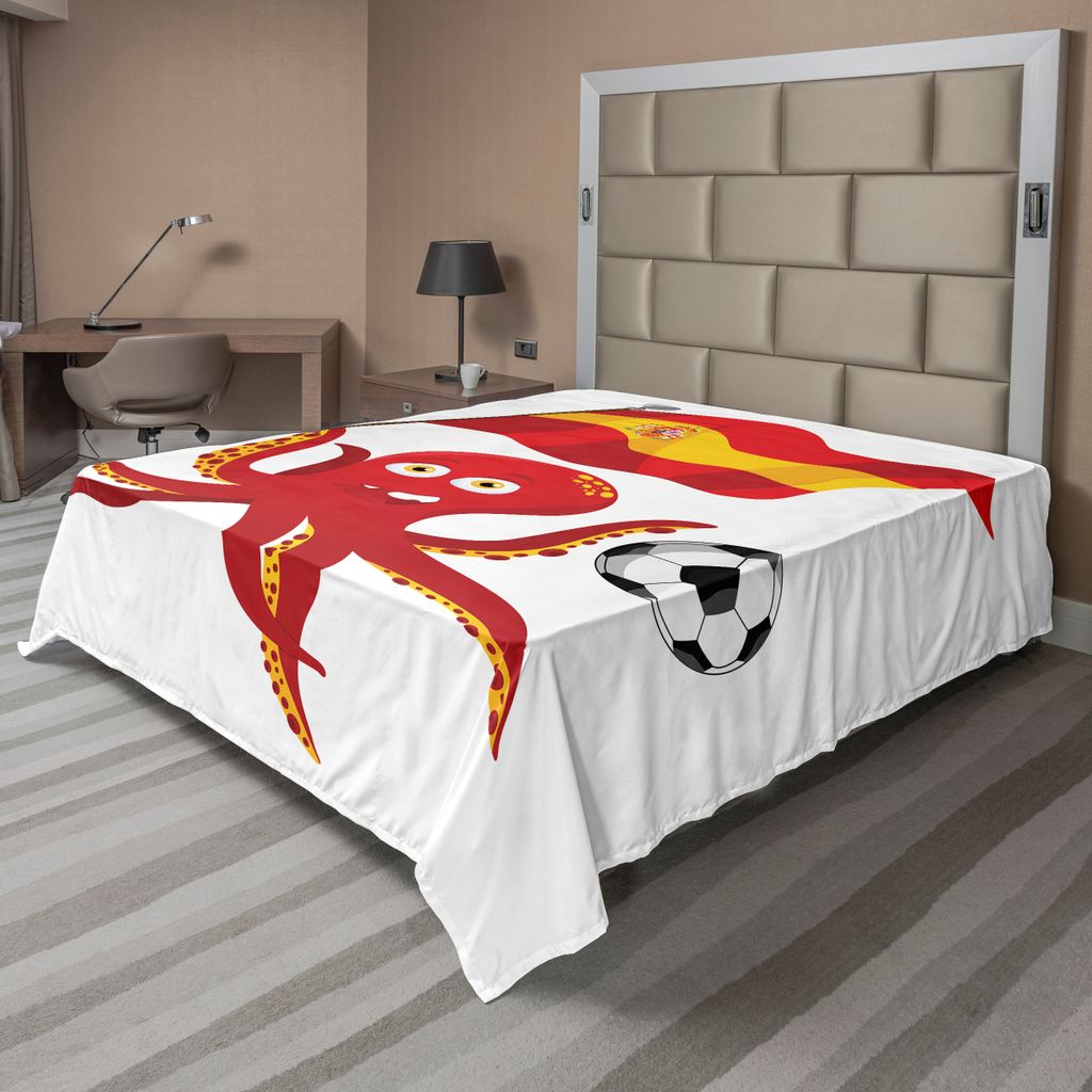 ABAKUHAUS Spanien Bettlaken, Equine Themed Galloping Tiere im Sand Running Horses Pattern, weiches bequemes oberes Bettlaken für ein dekoratives B...