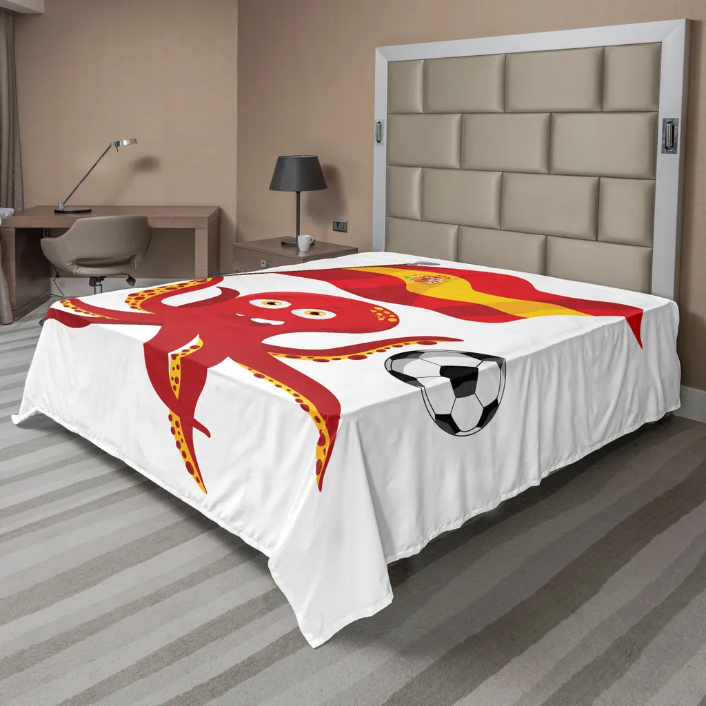 Drap de lit plat anti-plis motif équin Jaune pour grand lit 260x228