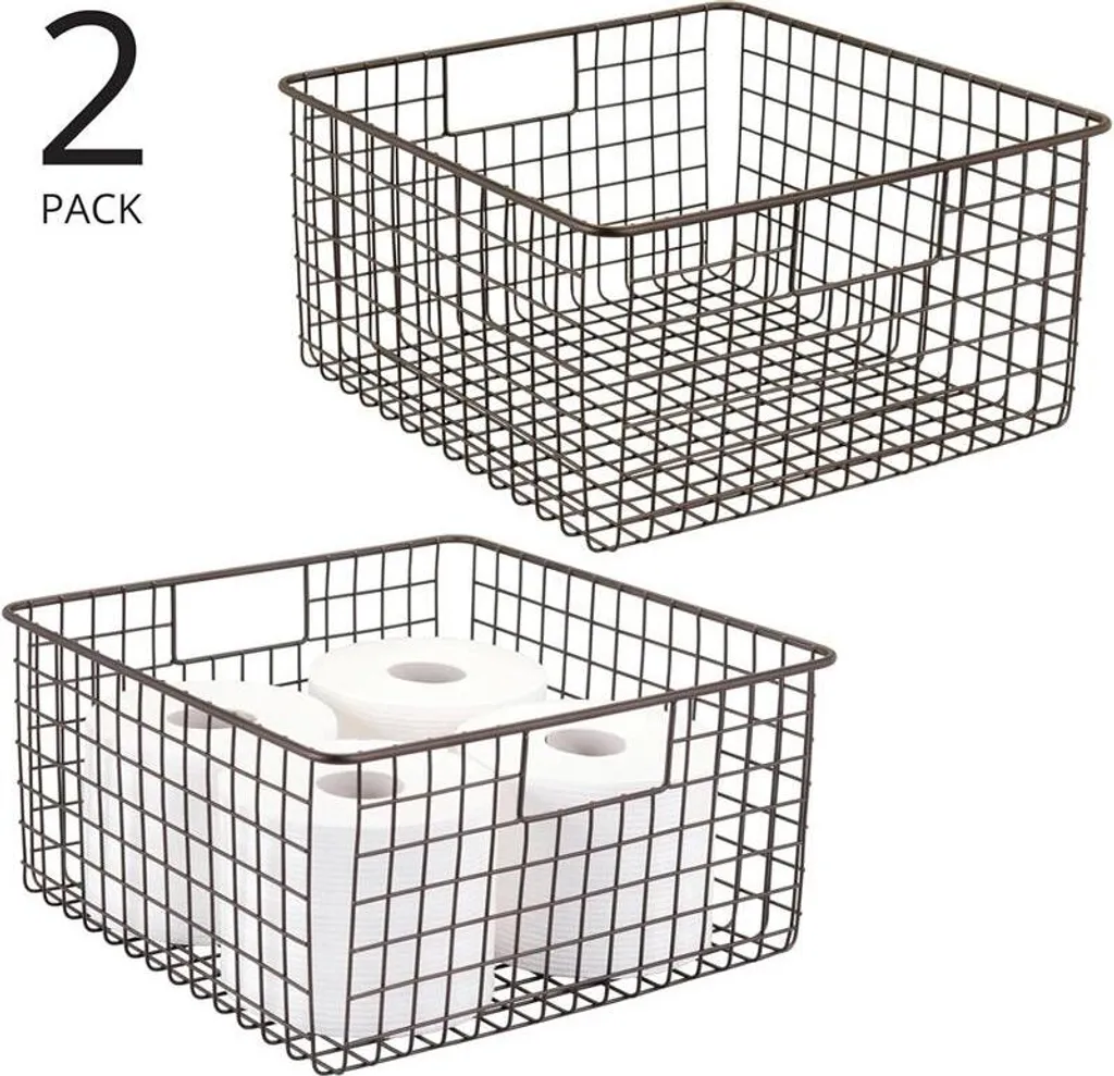 Panier de salle de bain pour organiser vos étagères Bronze Lot de 2 mDesign