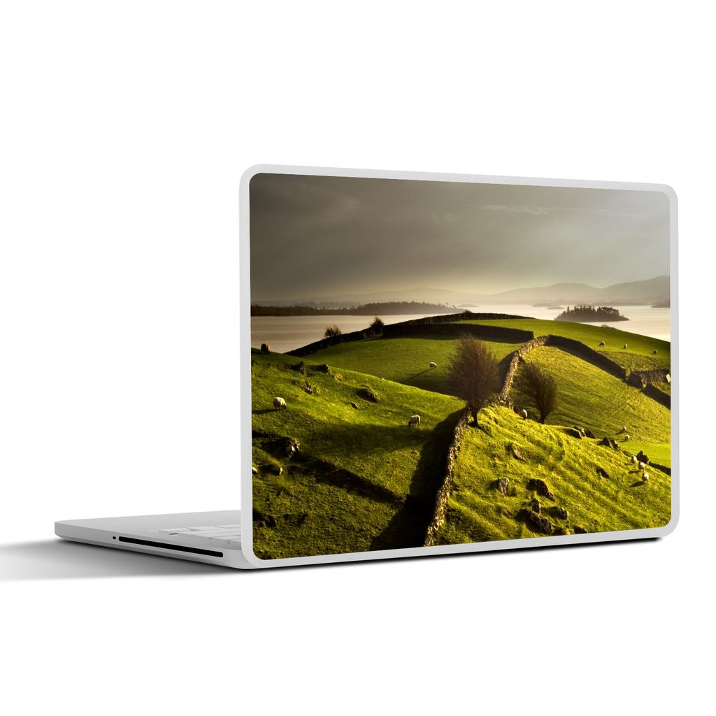 MuchoWow Laptop Aufkleber Sticker Cover Steinmauern in der irischen Landschaft 36.5x27.5 cm - Laptop-Sticker
