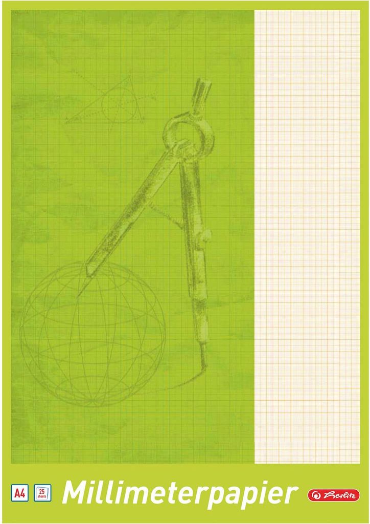 Herlitz Millimeterpapier Block DIN A4 80 g/qm 25 Blatt