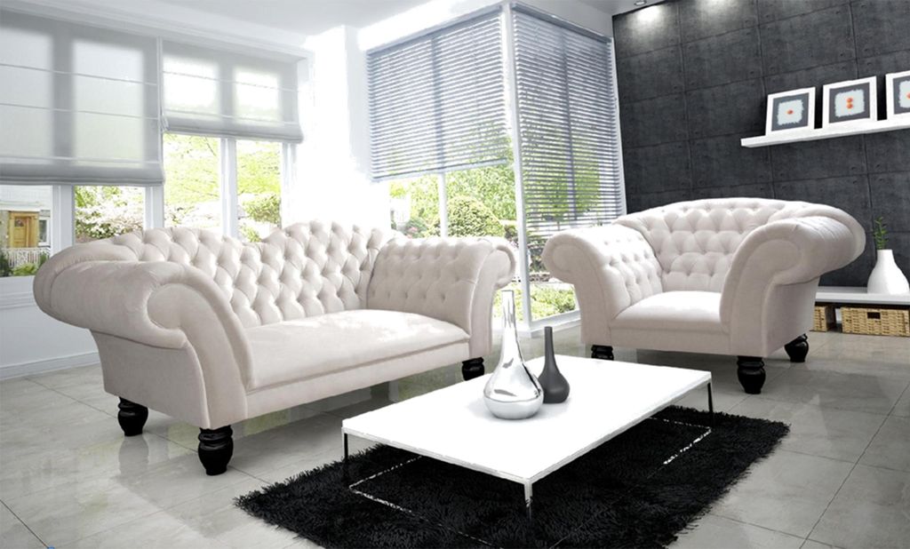 Leder Chesterfield Sofa in Braun modern elegant
