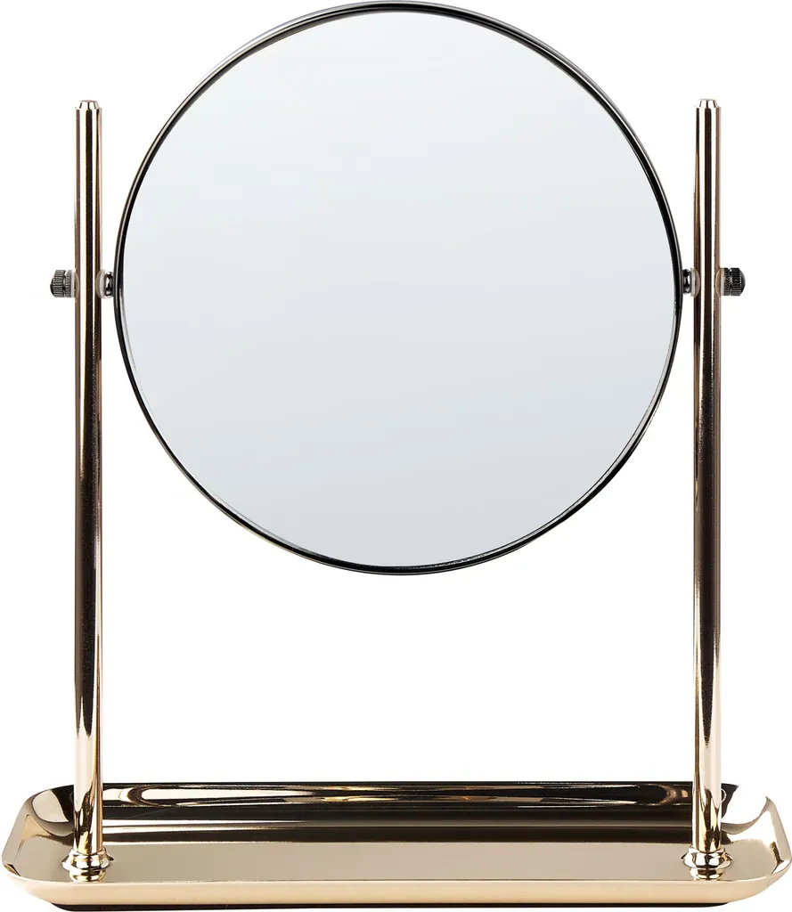 Miroir à poser doré chic Finistere Lumarko pour maquillage et soins visage