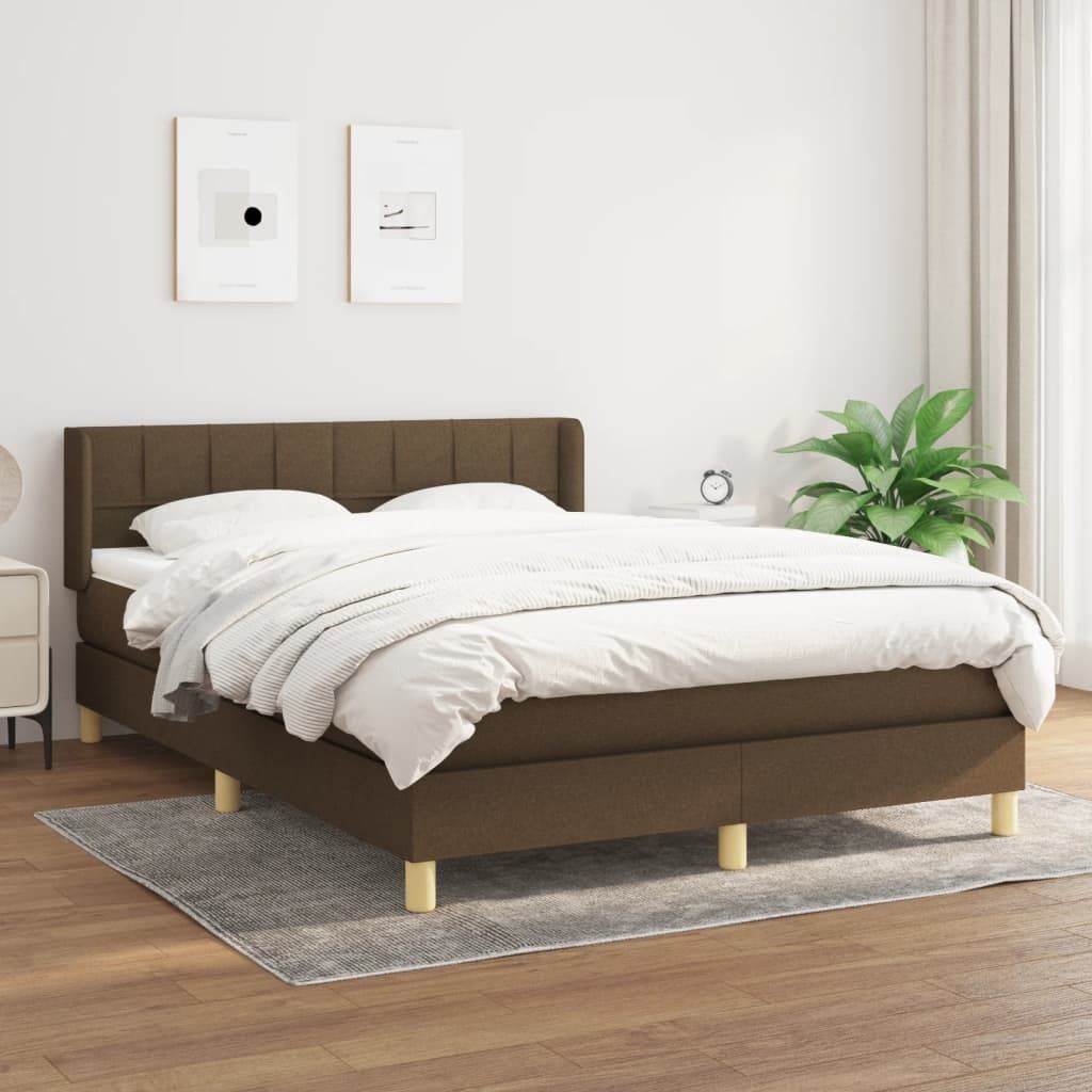 Möbel Boxspringbett mit Matratze Dunkelbraun 140x190 cm Stoff - Klassische Betten 3130268