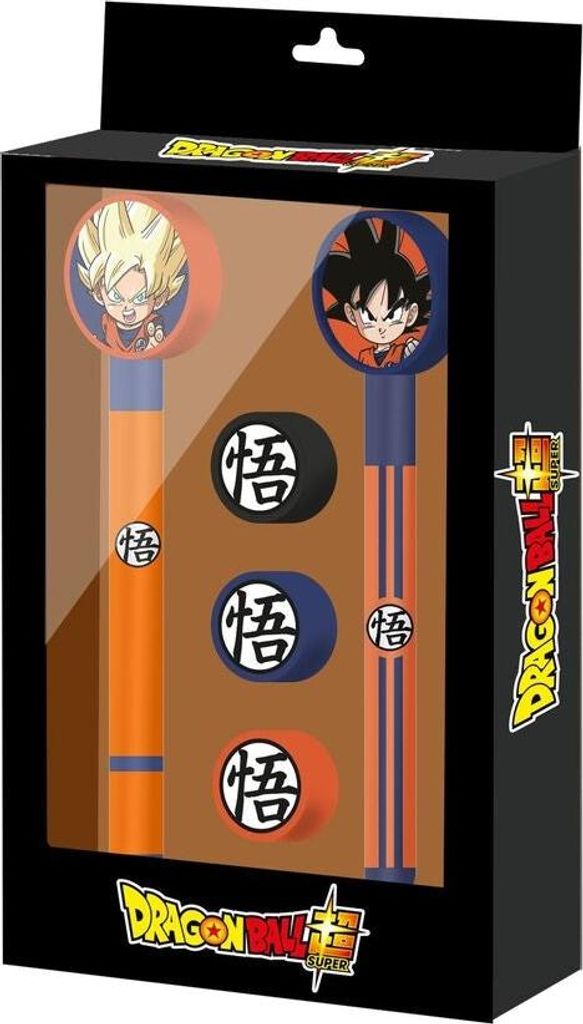 Dragon Ball Super Set mit Stift, Bleistift und 3 Radiergummis