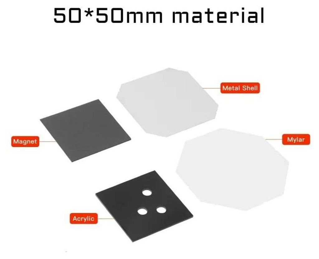 Fotomagnete für den Kühlschrank - Materialset zur Herstellung - 5×5 cm (50×50 mm) - 1000 Stück - Mit Form - Für Magnet-/Buttonpresse