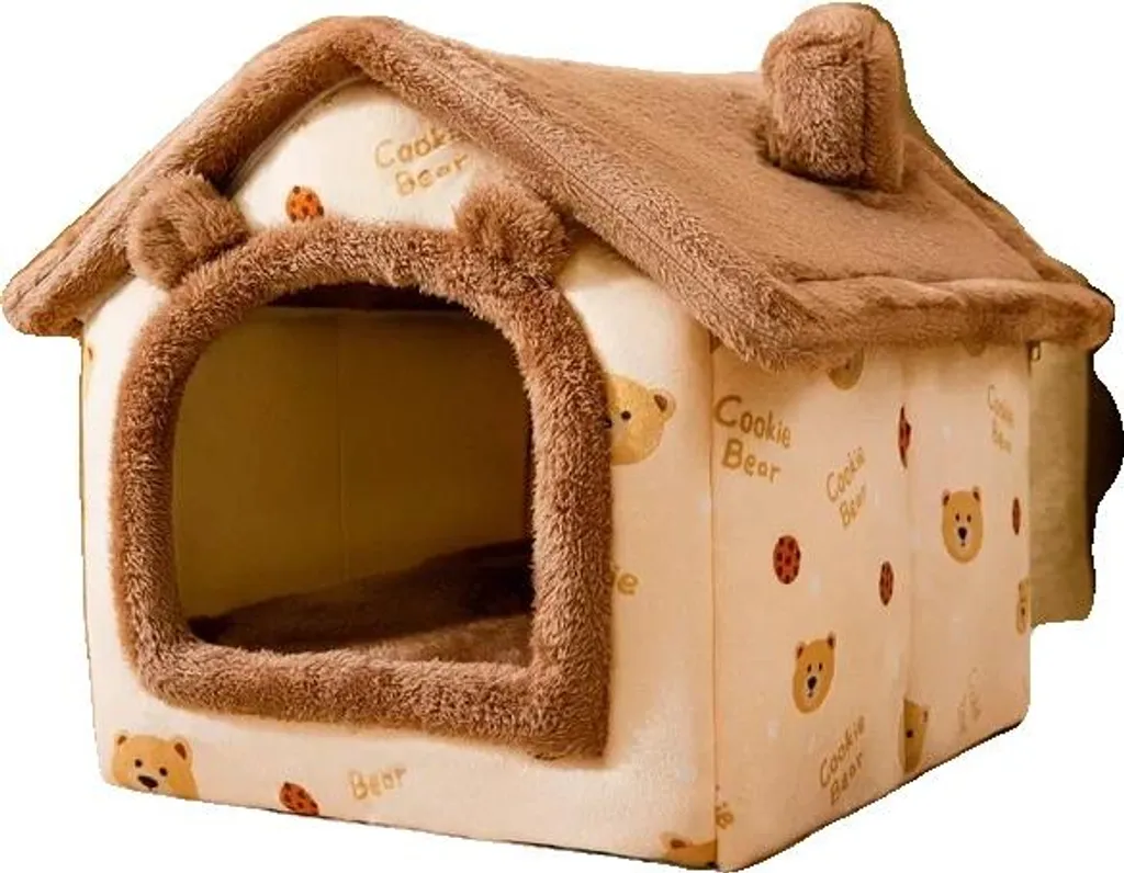 Couchage pour chat avec coussin amovible forme ours confort premium
