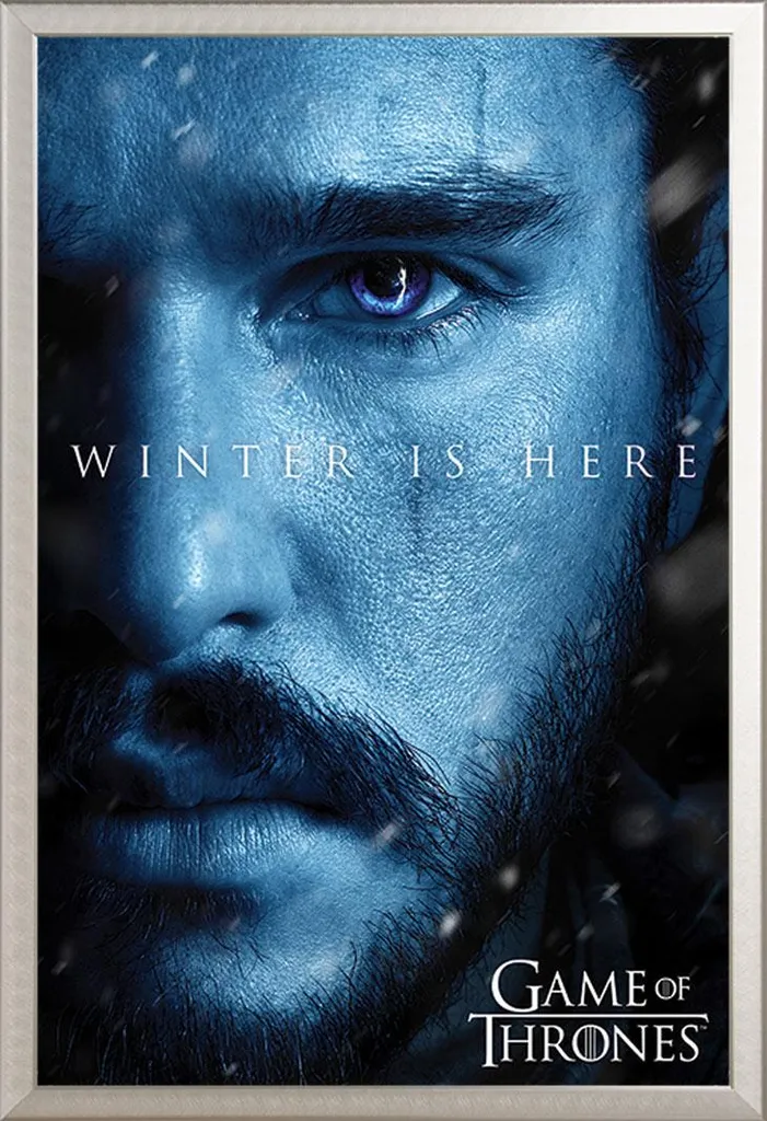 Affiche encadrée Game of Thrones Jon Snow cadre alu argenté Shinsuke 61x91