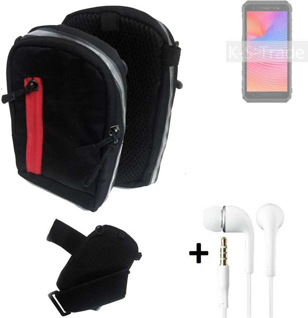 K-S-Trade Outdoor Gürteltasche Holster Umhängetasche + Kopfhörer kompatibel mit Ulefone Power Armor X11 Pro schwarz Handy Tasche Case travelbag