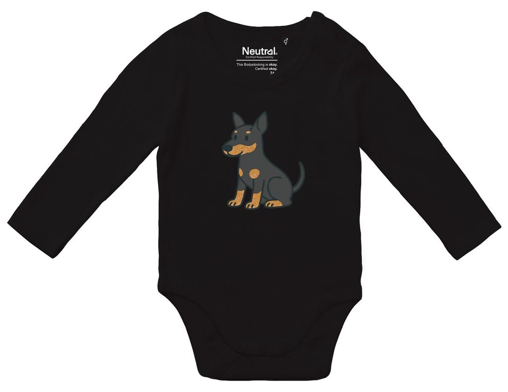 Huuraa Baby Body Manchester Terrier Comic Manny 80 Black Baumwolle Fairtrade Langarmbody Geschenkidee