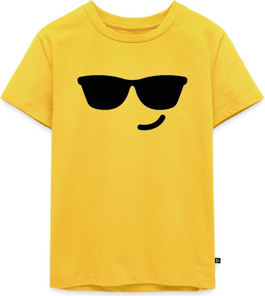 Spreadshirt Emoticon Cool Kostüm Karneval Gruppenkostüm Kinder Premium T-Shirt, 110/116 (4 Jahre), Sonnengelb