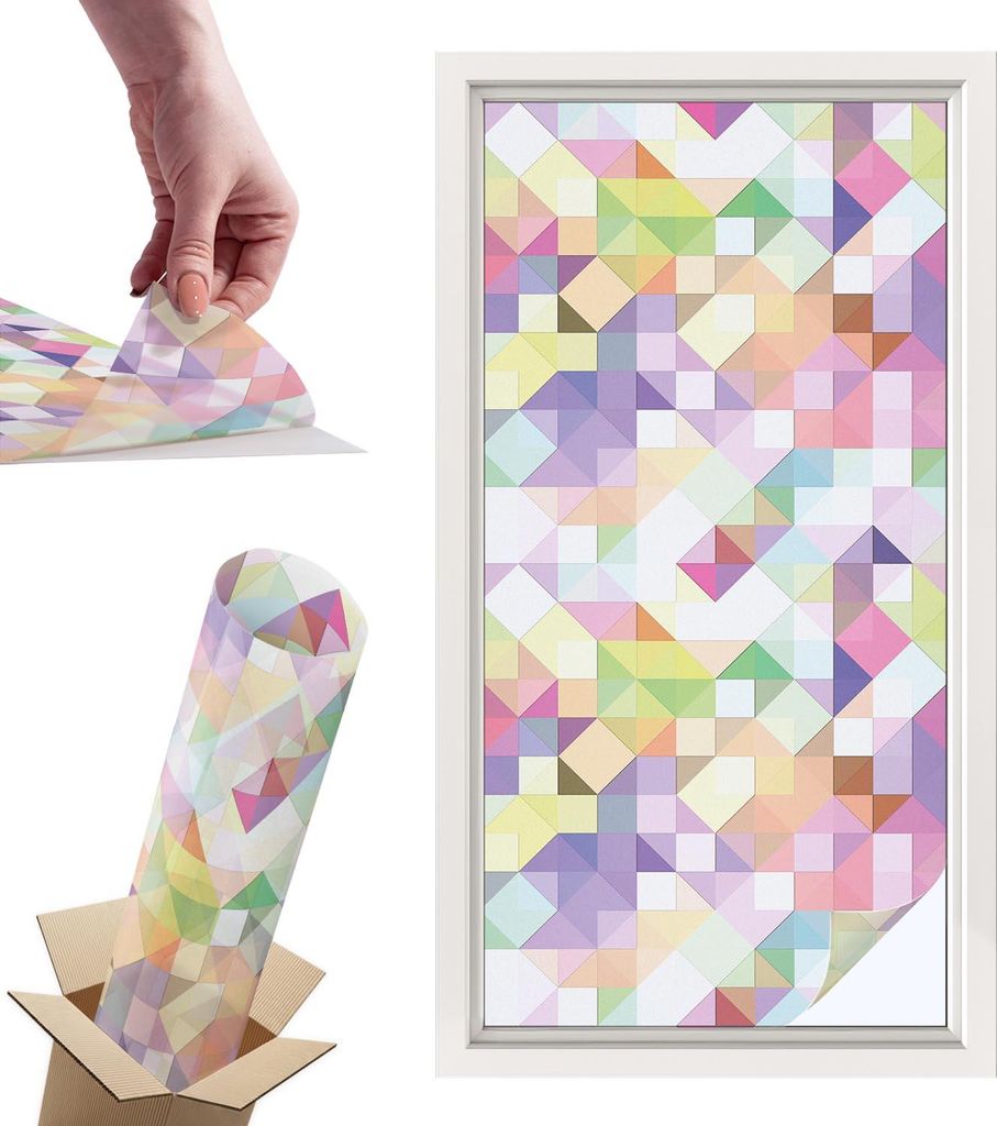 Buntglasfolie für Fenster – 100x50 cm – Stained-Glass-Fensterfolie, dekorativ & blickdicht – Selbstklebende Glasdekorfolie im Buntglas-Desig...
