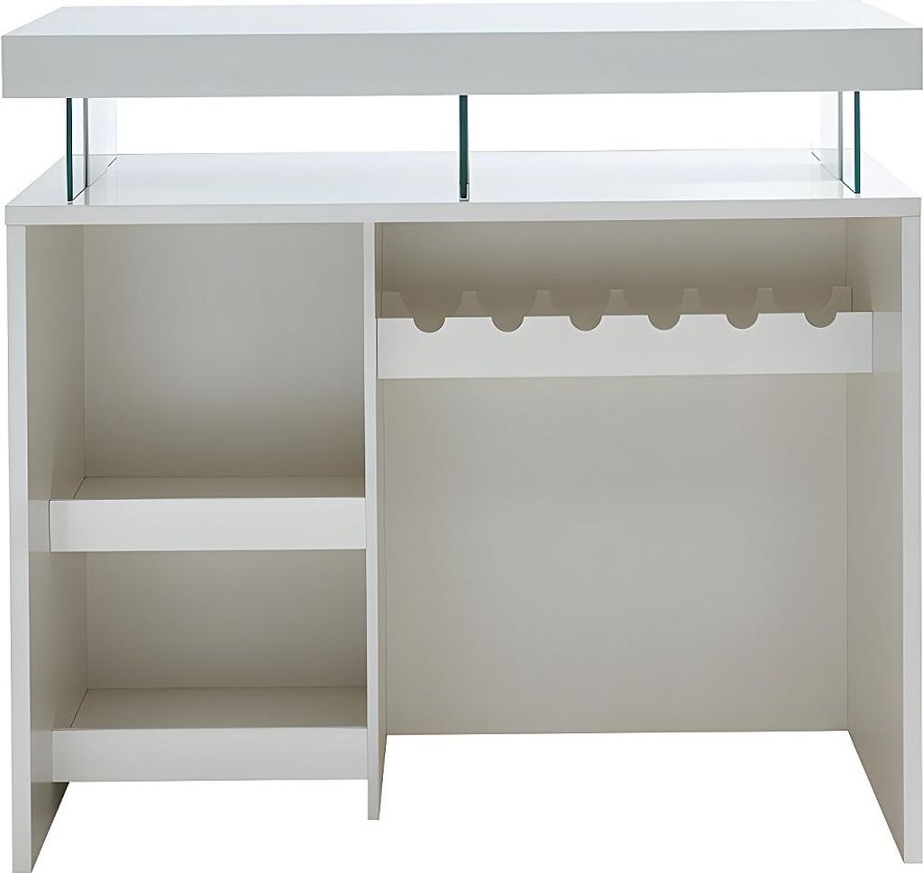 Barschrank mit LED-Beleuchtung aus weiß lackiertem MDF - FABIO II