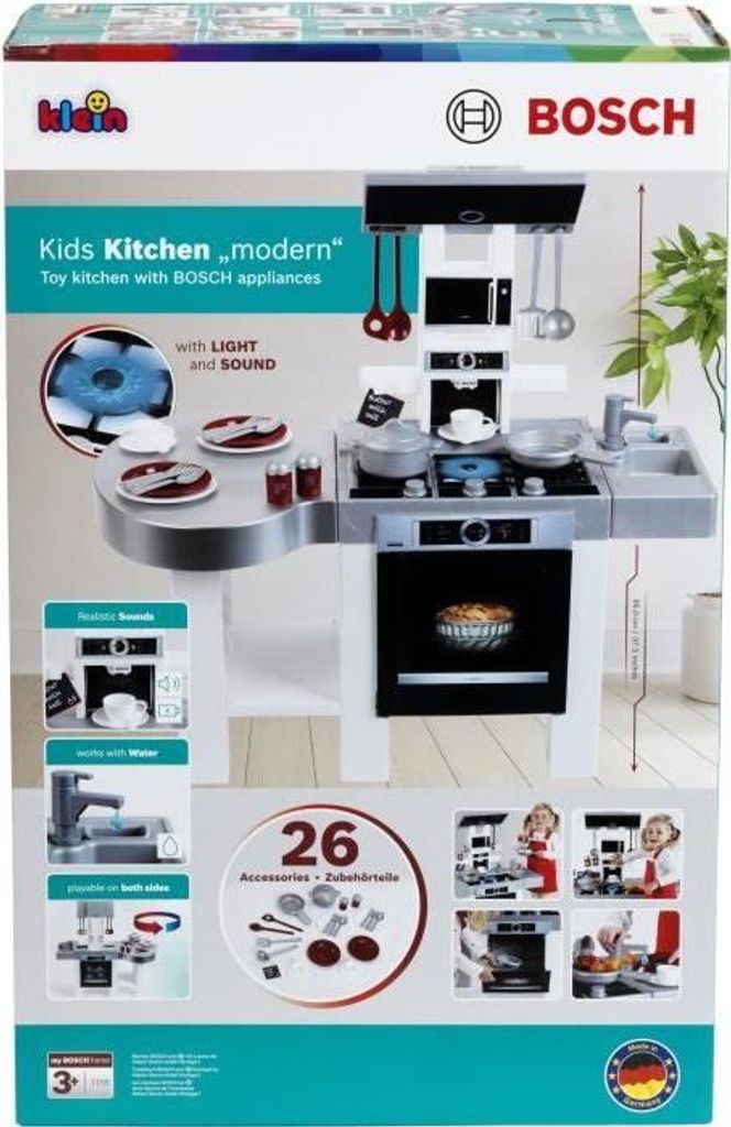 Bosch Modern Style Kinderküche mit Zubehör, Realistische Funktionen, 91,5 x 52 x 95 cm, Ab 3 Jahren, Klein