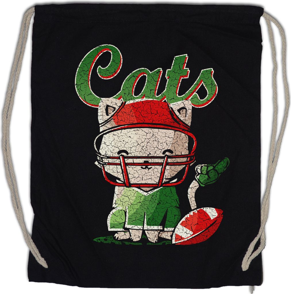 Urban Backwoods Cats Football, Turnbeutel, Farbe: Schwarz