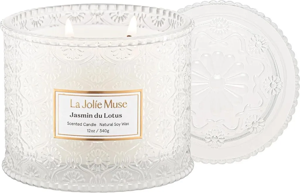 Bougie parfumée jasmin minceur 340g soja naturel double mèche luxe