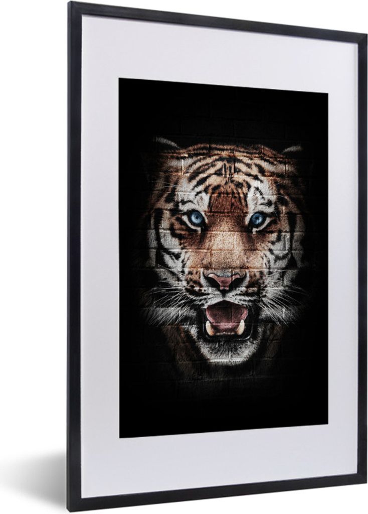 MuchoWow® MuchoWow® Gerahmtes Poster Tiger - Ziegelstein - Produktbild 