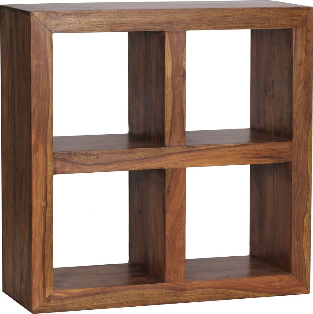 Standregal Massivholz Sheesham 82 cm hoch 4 Böden Design Holz-Regal Naturprodukt Beistelltisch Landhaus-Stil