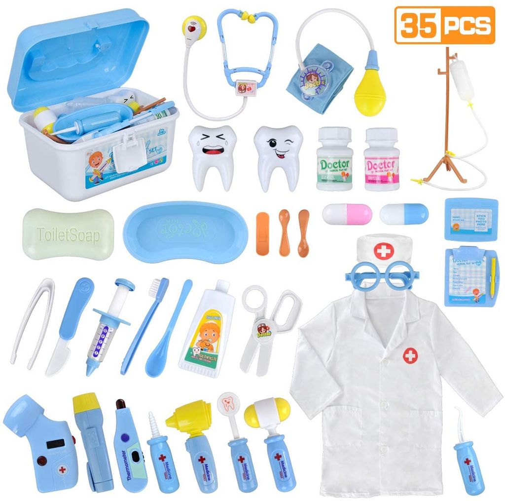 Arztkoffer Spielzeug für Kinder Doktorkoffer Arztkittel Stehoskop Geschenk 