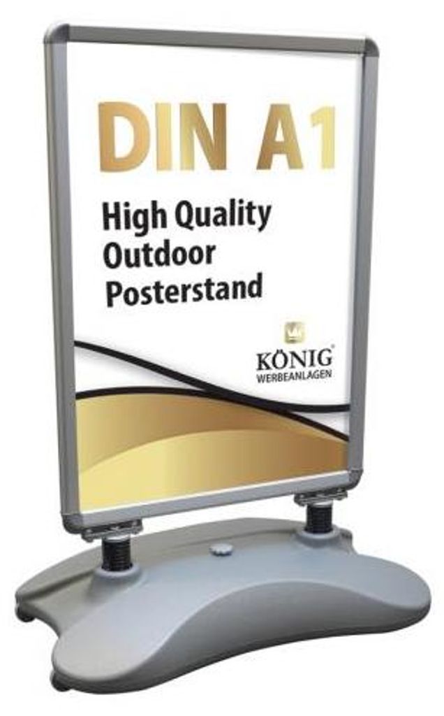 Wind- und Wetterfester A1 Kundenstopper silber Plakatständer Outdoor beidseitig Keitum Wind Line silber Gehwegaufsteller Werbetafel