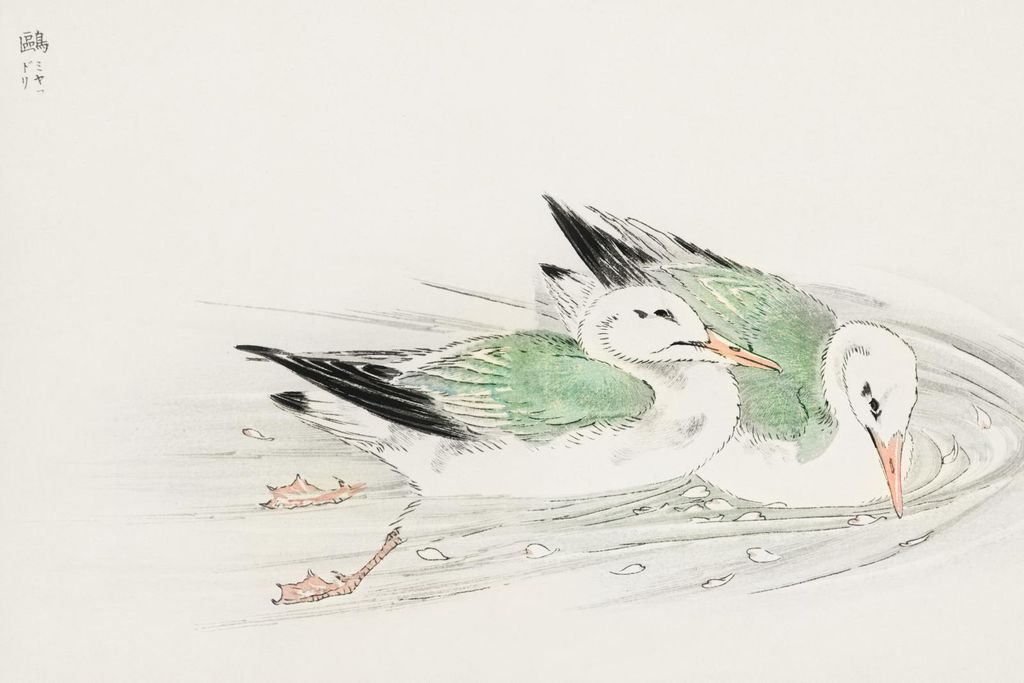 Plakat 45x30cm Gull, Japanischer Kashu Vintage für das Wohnzimmer
