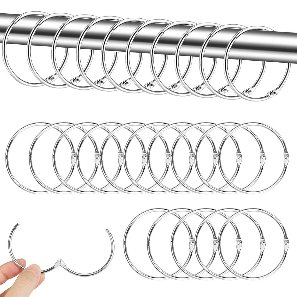 40 Gardinenringe zum Öffnen von Gardinen, 50 mm Gardinenringe, Metallgardinenringe, geeignet für Gardinen und Gardinenstangen für Schlafzimmer u...