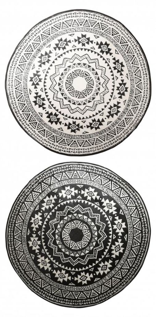 Tapis de jardin réversible rond - D 180 x 0,8 cm - Motifs Image du produit 
