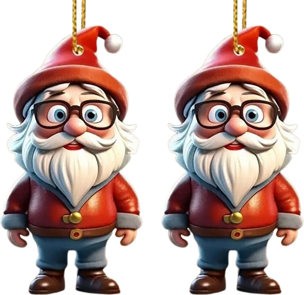 Paar Cartoon-Figuren-Anhänger, einfach aufzuhängen, Weihnachtsschmuck aus Acryl, bunt, wiederverwendbar, zum Aufhängen, für festliche Dekoratio...