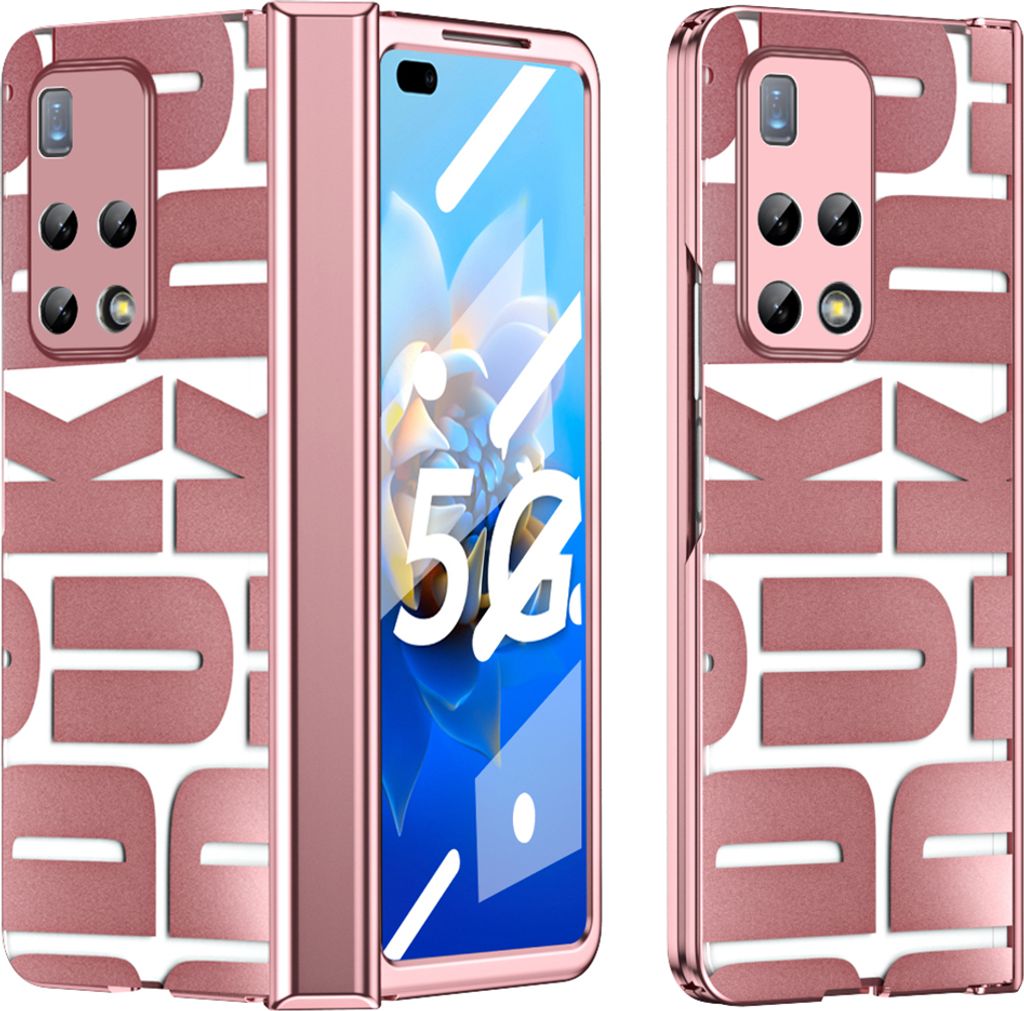 Hülle für Huawei Mate X2 Hülle mit Displayschutz und Scharnierschutz, Galvanisierter Klar Schutzhülle Roségold