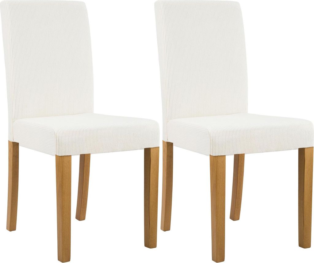 2er Set Esszimmerstuhl DALAN - Cord Creme 41x47x91 cm Antik-Hell | Essstühle Esszimmerstühle Küchenstühle Wohnzimmerstühle