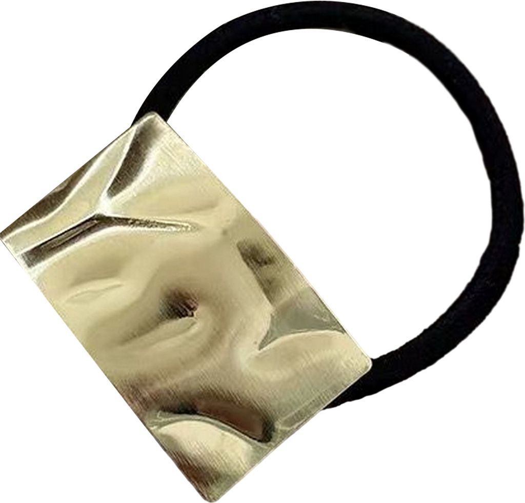 Haargummi, stilvoller Metallkreis, eleganter, modischer Pferdeschwanzhalter mit metallischer Textur für Damen